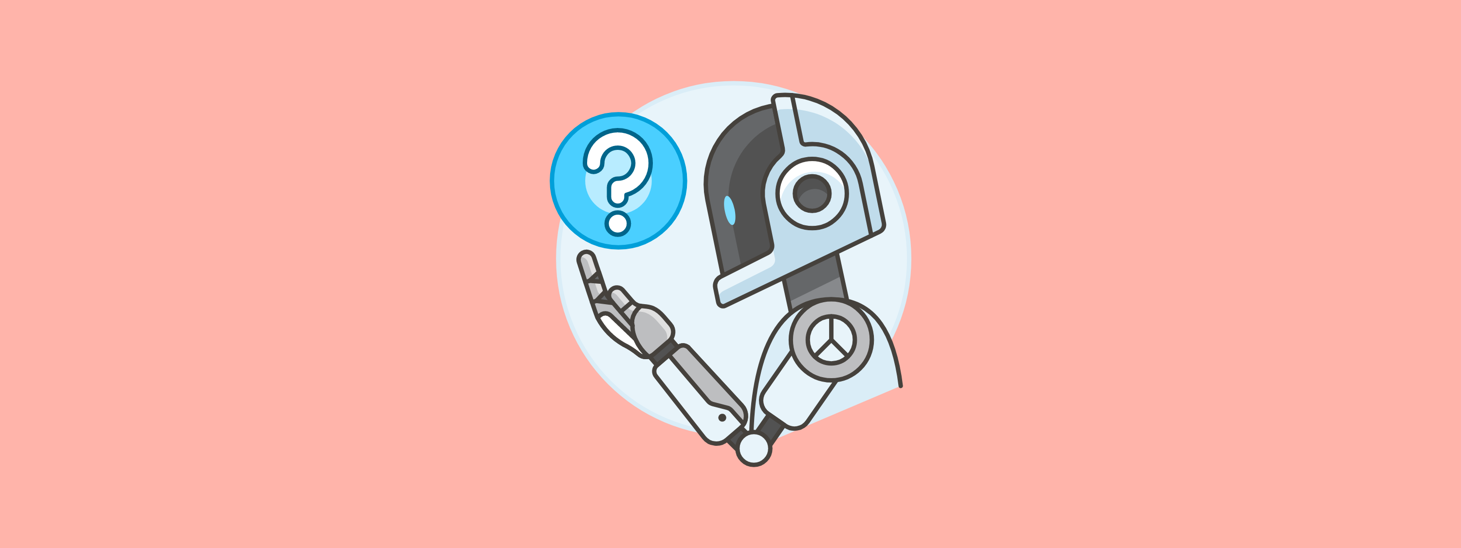 image of a robot holding a blue orb with a question mark on it